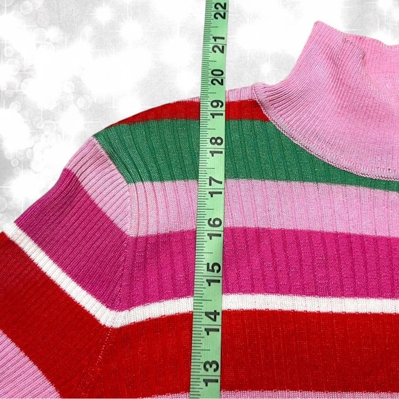 Y2K 90s Aesthetic Barbiecore Long Sleeve Turtle Neck Striped Top - Picture 5 of 7